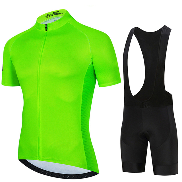 Cycling Gear Brands - Fluorescencyjny zielony 2024 jednokolorowe męskie koszulki
